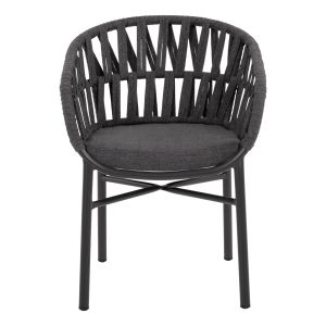 Garden aluminum chair dark gray with ropes 58x57x78ηcm Hm5857,01