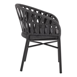 Garden aluminum chair dark gray with ropes 58x57x78ηcm Hm5857,01