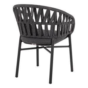 Garden aluminum chair dark gray with ropes 58x57x78ηcm Hm5857,01