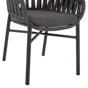Garden aluminum chair dark gray with ropes 58x57x78ηcm Hm5857,01