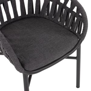 Garden aluminum chair dark gray with ropes 58x57x78ηcm Hm5857,01