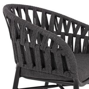 Garden aluminum chair dark gray with ropes 58x57x78ηcm Hm5857,01