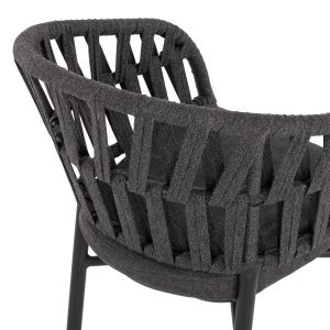 Garden aluminum chair dark gray with ropes 58x57x78ηcm Hm5857,01