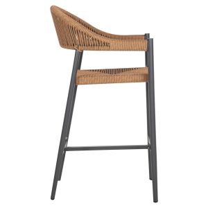 Garden bar stool Gregg aluminum anthracite - synthetic rattan in sandy beige 55x57x106hcm Hm5788,12