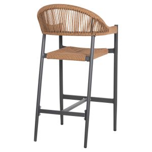Garden bar stool Gregg aluminum anthracite - synthetic rattan in sandy beige 55x57x106hcm Hm5788,12