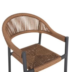 Garden bar stool Gregg aluminum anthracite - synthetic rattan in sandy beige 55x57x106hcm Hm5788,12