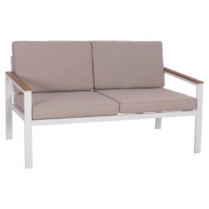 Garden two-seater sofa Safin Hm6279.01 aluminum color white-beige cushions 140x70x77cm.