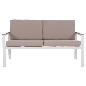 Garden two-seater sofa Safin Hm6279.01 aluminum color white-beige cushions 140x70x77cm.