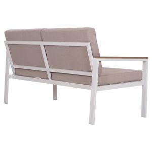 Garden two-seater sofa Safin Hm6279.01 aluminum color white-beige cushions 140x70x77cm.