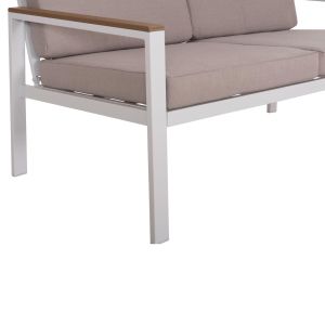 Garden two-seater sofa Safin Hm6279.01 aluminum color white-beige cushions 140x70x77cm.