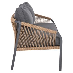 Garden sofa 2 seater Maerly aluminum anthracite, dark beige synthetic rope, anthracite cushions Hm6055,03