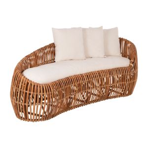 Garden sofa Lantry natural rattan white textile 215x60x78hcm Hm5991
