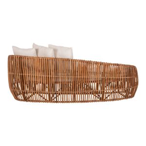 Garden sofa Lantry natural rattan white textile 215x60x78hcm Hm5991