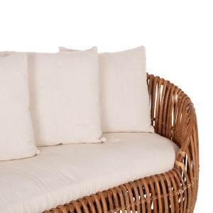 Garden sofa Lantry natural rattan white textile 215x60x78hcm Hm5991