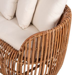Garden sofa Lantry natural rattan white textile 215x60x78hcm Hm5991