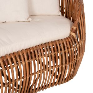 Garden sofa Lantry natural rattan white textile 215x60x78hcm Hm5991