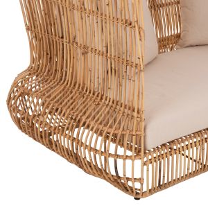 Garden sofa Zephyr natural rattan beige textile 200x120x142hcm Hm5988