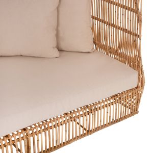 Garden sofa Zephyr natural rattan beige textile 200x120x142hcm Hm5988
