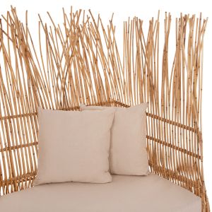 Garden sofa Zephyr natural rattan beige textile 200x120x142hcm Hm5988