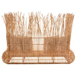 Garden sofa Zephyr natural rattan beige textile 200x120x142hcm Hm5988
