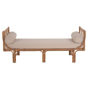 Garden sofa/lounger Charmella natural rattan beige cushions 187x69x76hcm Hm9659