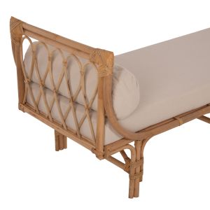 Garden sofa/lounger Charmella natural rattan beige cushions 187x69x76hcm Hm9659
