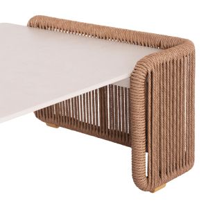 Garden set 2 pieces Aurora Destiny Zen Sm6319 aluminum and beige rattan upholstery ecru - tabletop sintered stone