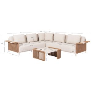 Garden set 2 pieces Aurora Destiny Zen Sm6319 aluminum and beige rattan upholstery ecru - tabletop sintered stone