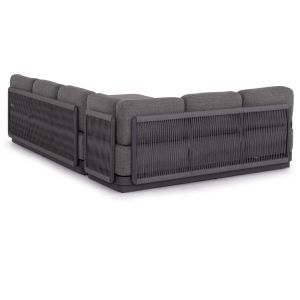 Garden set 3 pieces Elysia Sm6187.01 dark gray aluminum-rope-peliefil fabric