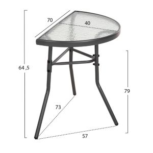 Garden set 3pcs Laura Hm21112 semicircular table and 2 armchairs in gray