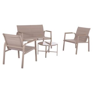 Garden set 4 pieces Juliette Hm6280.04 cappuccino aluminum-textile--tempered glass