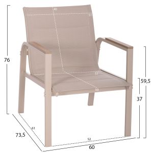 Garden set 4 pieces Juliette Hm6280.04 cappuccino aluminum-textile--tempered glass