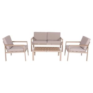 Garden set 4 pieces Safin Hm6278.04 aluminum in cappuccino--polywood--olefin fabric in beige