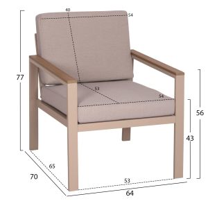 Garden set 4 pieces Safin Hm6278.04 aluminum in cappuccino--polywood--olefin fabric in beige