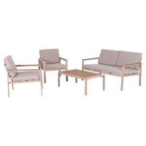 Garden set 4 pieces Safin Hm6278.04 aluminum in cappuccino--polywood--olefin fabric in beige