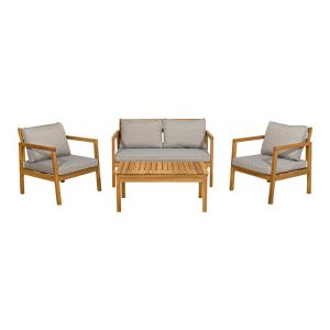 Garden set 4 pieces acacia wood Fl129 walnut frame beige-brown fabric 120x68x75cm