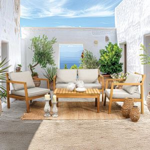 Garden set 4 pieces acacia wood Fl942 walnut frame 122x62x84cm