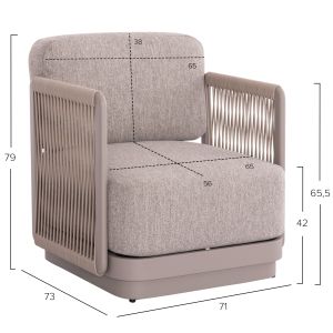 Garden set 4 pieces Elysia Sm6186.02 champagne color aluminum-rope-peliefil fabric