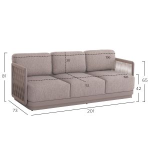 Garden set 4 pieces Elysia Sm6186.02 champagne color aluminum-rope-peliefil fabric