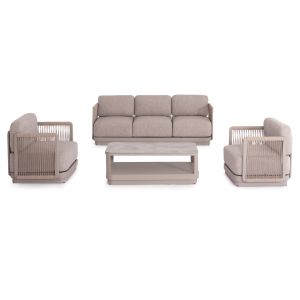Garden set 4 pieces Elysia Sm6186.02 champagne color aluminum-rope-peliefil fabric