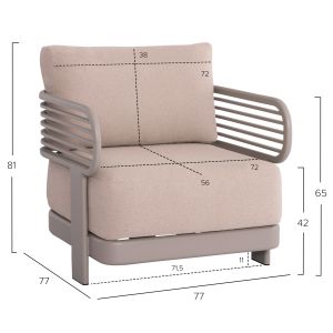 Garden set 4 pieces Enastron Sm6194.01 dark gray aluminum and gray olefin fabric