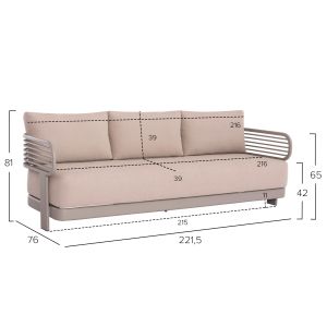 Garden set 4 pieces Enastron Sm6194.01 dark gray aluminum and gray olefin fabric