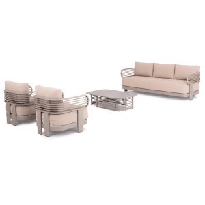 Garden set 4 pieces Enastron Sm6194.01 dark gray aluminum and gray olefin fabric