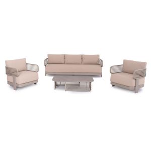 Garden set 4 pieces Enastron Sm6194.01 dark gray aluminum and gray olefin fabric