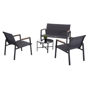 Garden set 4-piece Juliette Hm6280.03 gray aluminum-textile - tempered glass