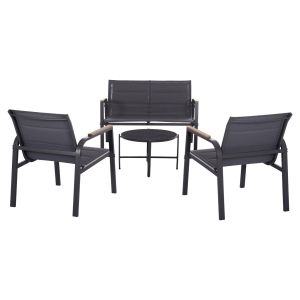 Garden set 4-piece Juliette Hm6280.03 gray aluminum-textile - tempered glass