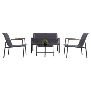 Garden set 4-piece Juliette Hm6280.03 gray aluminum-textile - tempered glass