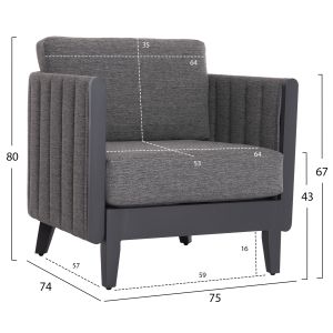 Garden set 4pcs Larry Hm6188.01 dark gray aluminum-PE fabric