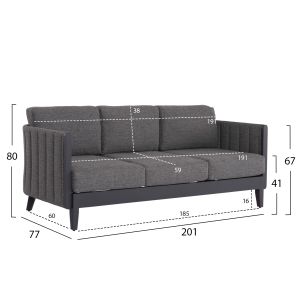Garden set 4pcs Larry Hm6188.01 dark gray aluminum-PE fabric