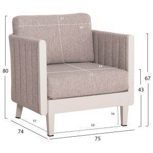 Garden set 4pcs Larry Hm6188.02 aluminum in Champagne color-pe fabric